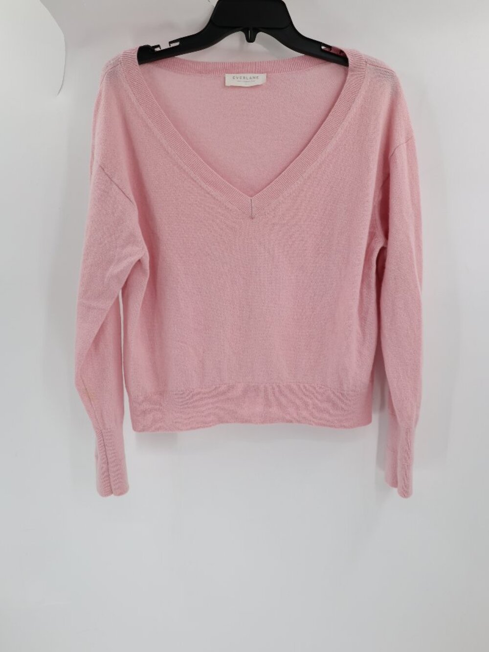 Everlane Sweater Womens Large Cashmere deep V Neck Long Sleeve Preppy Pink knit